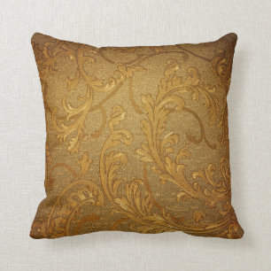 Vintage elegant gold beige art deco chic pattern cushion