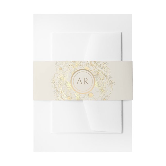 Vintage Elegant Gold Wedding Invitation Belly Band (Front Example)