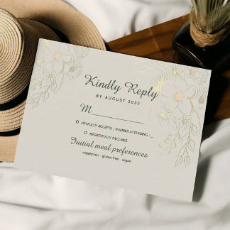 Vintage Elegant Gold Wedding  RSVP Card