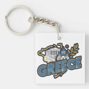 Vintage Elegant Greece Europe Travel Souvenir Key Ring