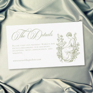 Vintage Elegant Green Crest Garden Wedding Enclosure Card