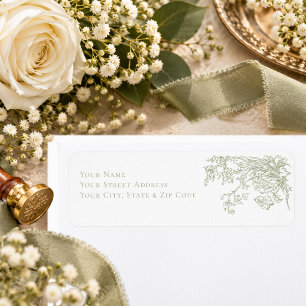 Vintage Elegant Green Crest Garden Wedding Return Address Label
