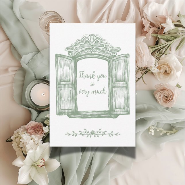 Vintage Elegant Green Rustic  Thank You Card (Creator Uploaded)