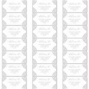 Vintage Elegant Grey Wedding Guest Address Labels