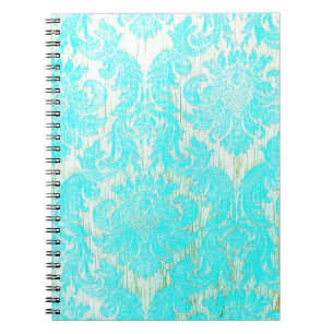 vintage elegant hipster gold turquoise damask chic notebook