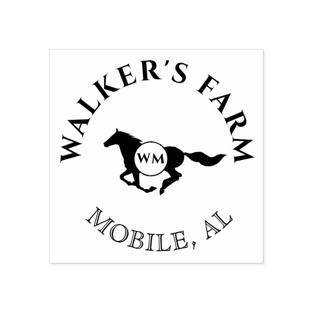 Vintage elegant horse double monogram Stamp (Imprint)