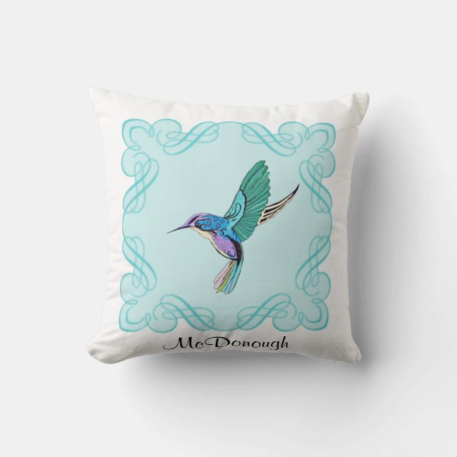 Vintage Elegant Hummingbird Cushion (Front)