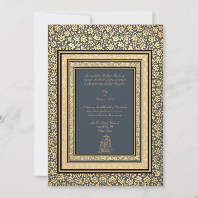 Vintage Elegant Indian Mughal Wedding Invitation (Front)