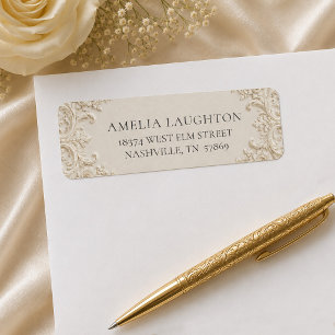 Vintage Elegant Ivory Embossed Wedding Return Address Label
