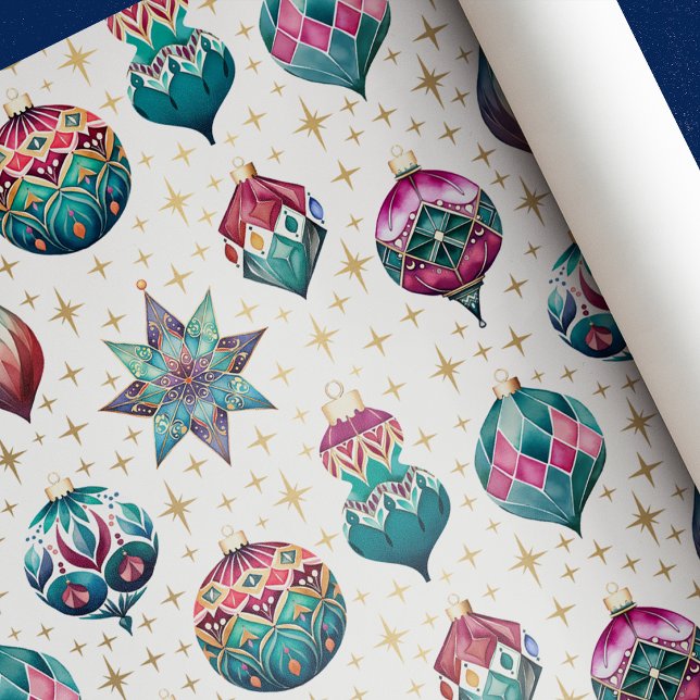 Vintage Elegant Jewels Christmas Ornaments Wrapping Paper (Creator Uploaded)