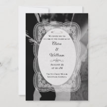 Vintage Elegant Lace Border Dark Navy Wedding