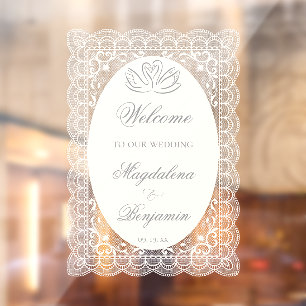 Vintage Elegant Lace Swans Calligraphy Wedding