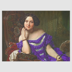 Vintage Elegant Lady Blue Violet Dress Decoupage Tissue Paper