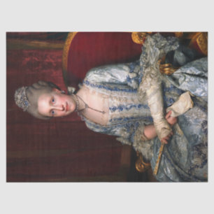 Vintage Elegant Lady In Blue Lace Silk Decoupage Tissue Paper