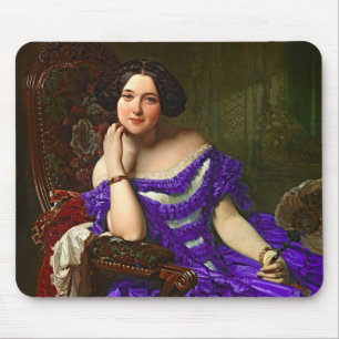 Vintage Elegant Lady In Blue Violet Dress Mouse Pad
