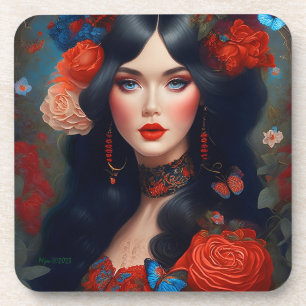 Vintage Elegant Lady In Red 1 Coaster