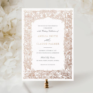 Vintage Elegant Leafy Vine Frame Gold Foil Wedding