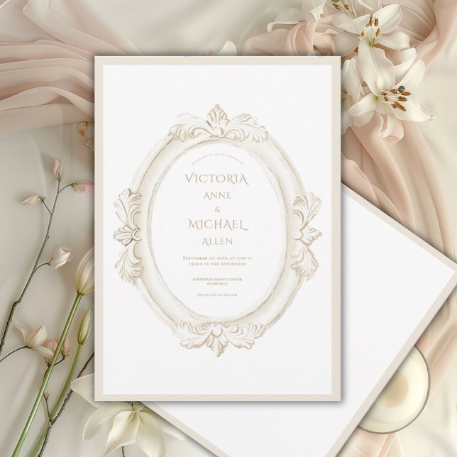Vintage Elegant Neutral Wedding Invitation (Creator Uploaded)