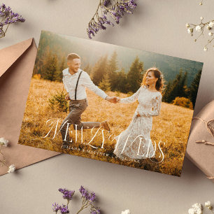 Vintage Elegant Newlyweds Wedding Photo Announcement