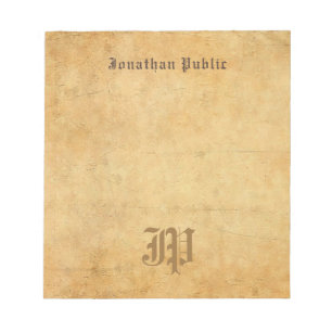 Vintage Elegant Old Paper Look Template Monogram Notepad