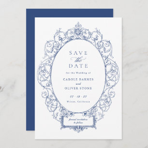 Vintage Elegant Ornament Floral Frame Save Date Invitation