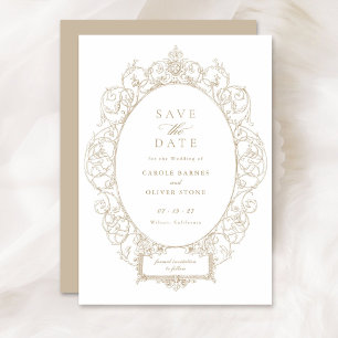 Vintage Elegant Ornament Floral Frame Save Date Invitation