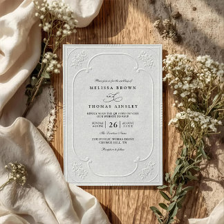 Vintage Elegant Ornate Embossing Classic Wedding Invitation