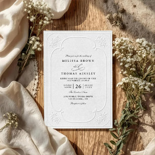 Vintage Elegant Ornate Embossing Classic Wedding Invitation