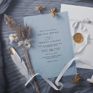 Vintage Elegant Ornate Embossing Modern Wedding Invitation