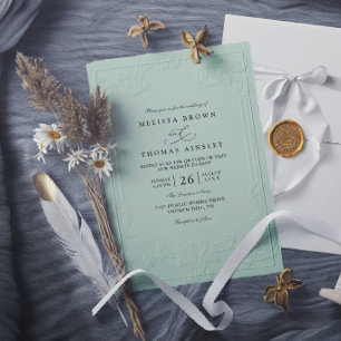 Vintage Elegant Ornate Embossing Modern Wedding Invitation