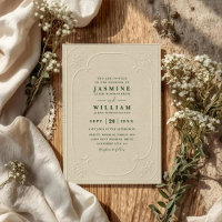 Vintage Elegant Ornate Embossing QR Code Wedding