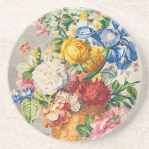 Vintage Elegant Pastel Floral Botanical Wall Art Coaster
