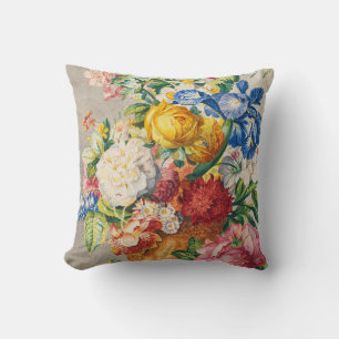 Vintage Elegant Pastel Floral Botanical Wall Art Cushion