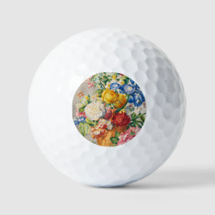 Vintage Elegant Pastel Floral Botanical Wall Art Golf Balls