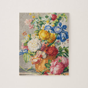 Vintage Elegant Pastel Floral Botanical Wall Art Jigsaw Puzzle