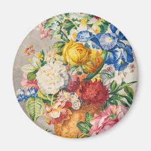 Vintage Elegant Pastel Floral Botanical Wall Art Magnet