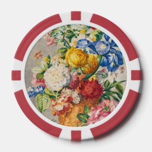 Vintage Elegant Pastel Floral Botanical Wall Art Poker Chips