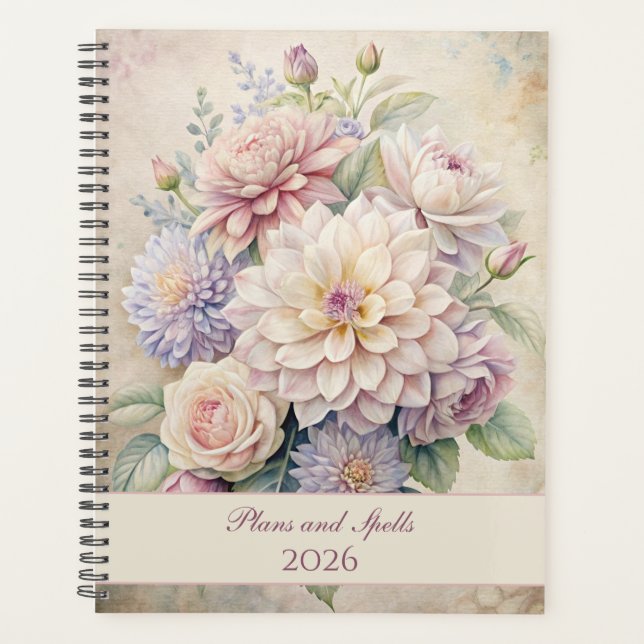 Vintage Elegant Pastel Flowers  Planner (Front)