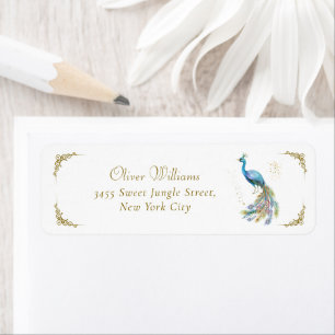 Vintage Elegant Peacock Baby Shower Return Address Label