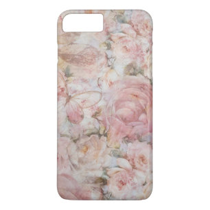Vintage elegant pink collage floral typography iPhone 8 plus/7 plus case
