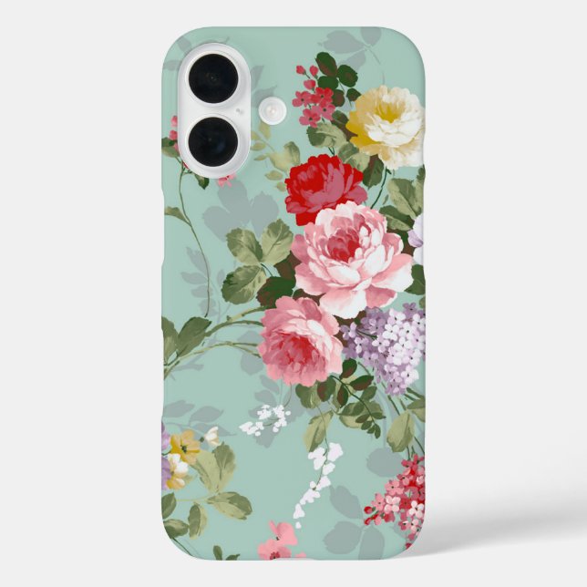 Vintage Elegant Pink Red Roses Pattern Case-Mate iPhone Case (Back)