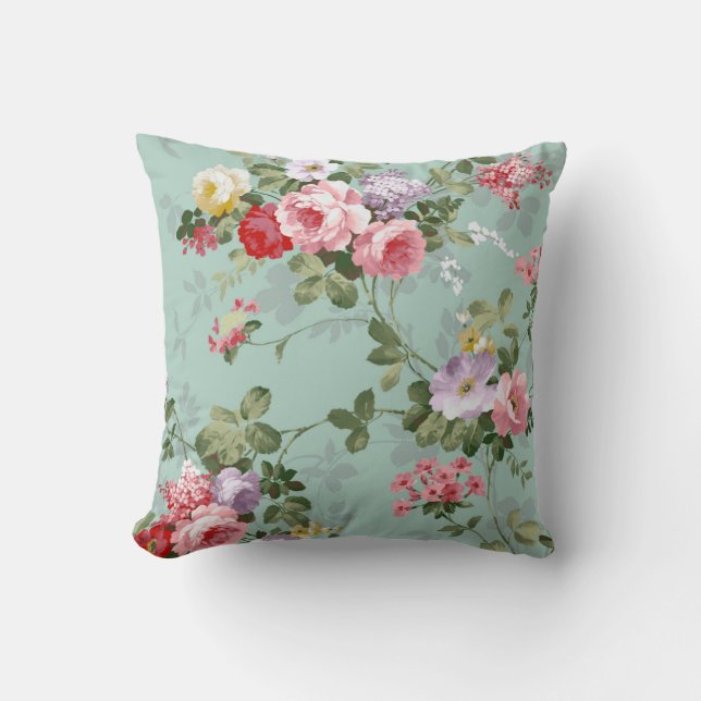 Vintage Elegant Pink Red Roses Pattern Cushion (Front)