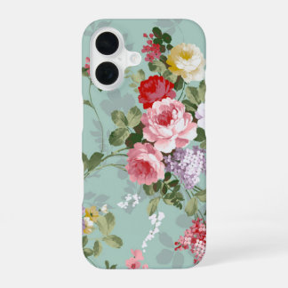 Vintage Elegant Pink Red Roses Pattern iPhone 16 Case