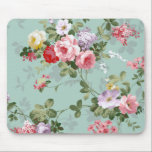 Vintage Elegant Pink Red Roses Pattern Mouse Pad<br><div class="desc">Vintage cute girly colourful pink red and white roses .A elegant floral design on teal green background .The perfect romantic gift idea for her on any occasion</div>