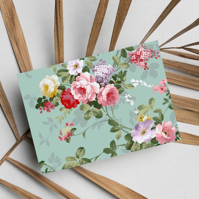 Vintage Elegant Pink Red Roses Pattern Postcard (Vintage Elegant Pink Red Roses Pattern )