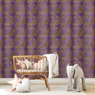 Vintage Elegant Purple Gold Floral Wallpaper
