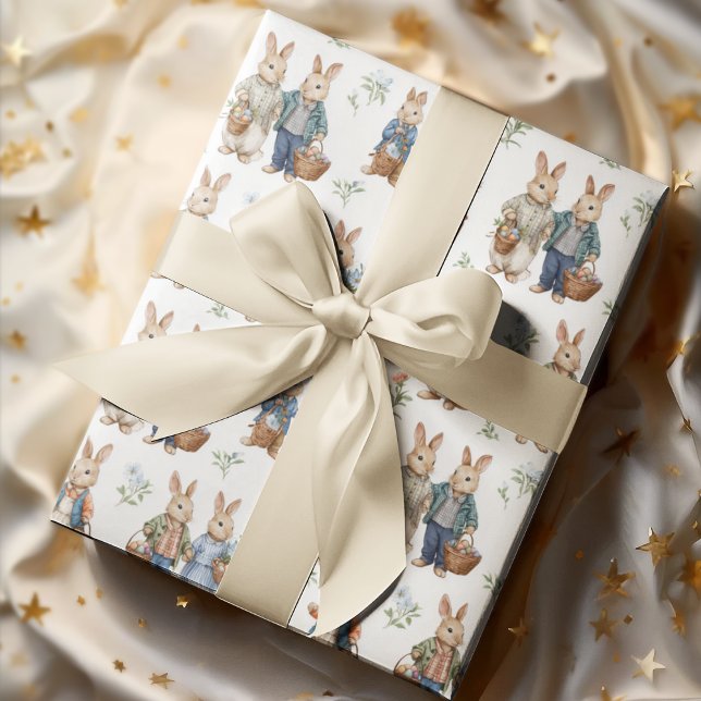 Vintage Elegant Rabbits | Easter Wrapping Paper (Creator Uploaded)
