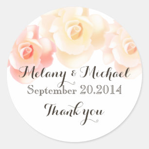Vintage elegant romantic roses thank you classic round sticker