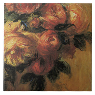 Vintage Elegant Rose Bouquet Floral Yellow Pink Ceramic Tile