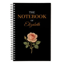 Vintage Elegant Rose Custom Glitter Black Journal 